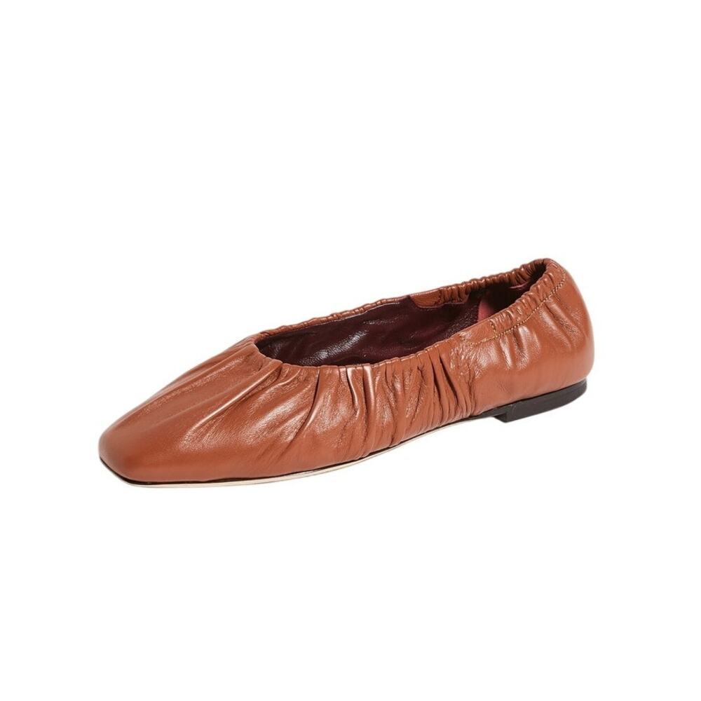 Staud Ruched Tan Tuli Ballet Flats Size 38 EU / US 7.5-8